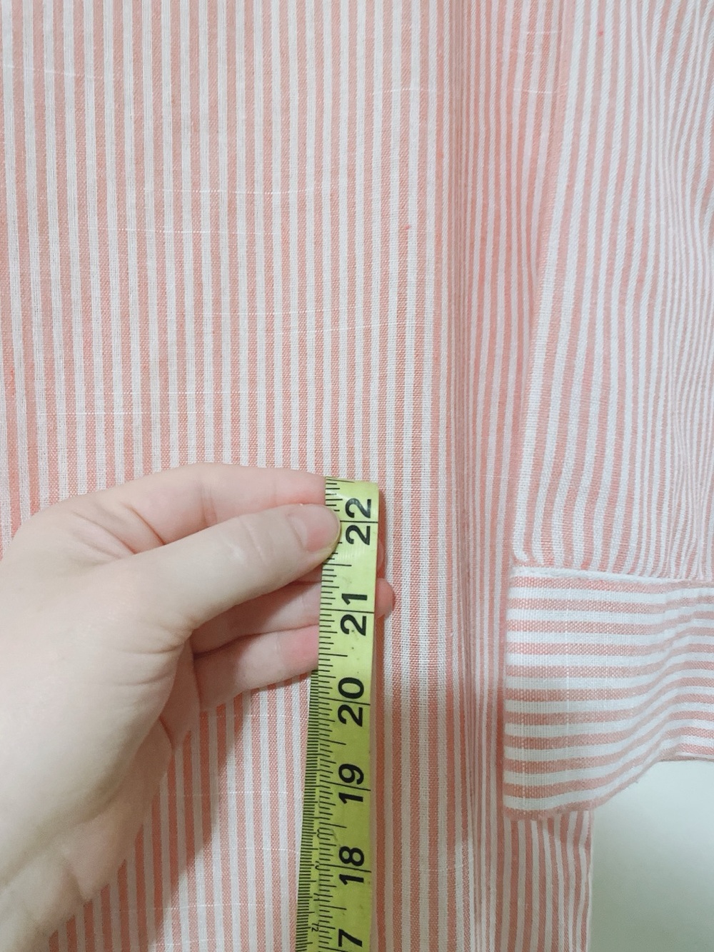 Cotton Pink & White Striped Midi Dress With Belt Size L - Picture 8 of 8